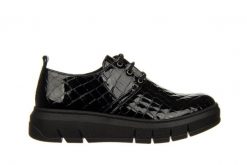 Półbuty Bayla-161 161 745 18 Black Croco 161616, Czarny, Skóra lakierowana - 41. Czarne półbuty wsuwane Bayla, bez wzorów, z gumy, eleganckie, bez obcasa. W wyprzedaży za 314.10 zł.