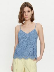 YAS Top Perla 26032812 Niebieski Regular Fit. Niebieskie topy YAS, xs, bez wzorów, z syntetyku, bez kołnierzyka, bez ramiączek. Za 109.99 zł.