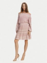 Guess Sukienka koktajlowa W5GK24 WE550 Różowy Regular Fit. Czerwone sukienki Guess, xxl, z aplikacjami, z wiskozy, wizytowe, bez kołnierzyka, bez ramiączek. Za 582.00 zł.