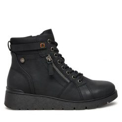 Botki Refresh. Czarne botki Refresh, bez wzorów, bez obcasa, na płaskiej podeszwie, bez zapięcia. Za 159.99 zł.