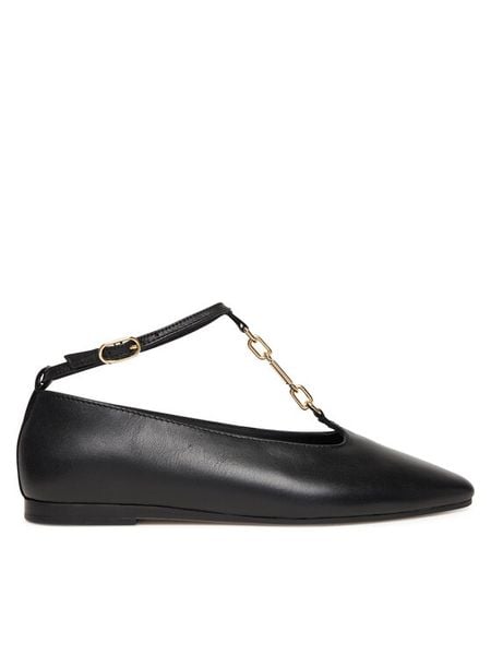 Tommy Hilfiger Baleriny Th-Bar Chain Ballet FW0FW09003 Czarny. Czarne baleriny Tommy Hilfiger, bez wzorów, ze skóry, bez obcasa, bez zapięcia. Za 318.99 zł.