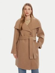 Calvin Klein Płaszcz wełniany LV044D557G Beżowy Regular Fit. Brązowe płaszcze Calvin Klein, na zimę, xxl, bez wzorów, z wełny, bez kaptura. Za 1,049.00 zł.