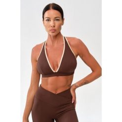Stanik sportowy fitness Rough Radical Mocha Active Sports Bra. Brązowe biustonosze sportowe ROUGH RADICAL, bez wzorów, na fitness i siłownię. Za 139.90 zł.
