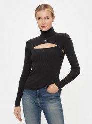Calvin Klein Jeans Golf 2 In 1 Cut Out Tight Sweater J20J222621 Czarny Slim Fit. Czarne swetry Calvin Klein Jeans, s, bez wzorów, z bawełny, bez ramiączek. Za 569.99 zł.
