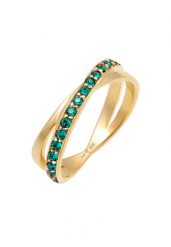 Elli Elegancki komplet damski do łączenia z kryształami szklanymi z pozłacanym srebrze próby 925 Sterling Silver Pierścionki 1 ct Damski. Szare pierścionki Elli, pozłacane. Za 328.99 zł.
