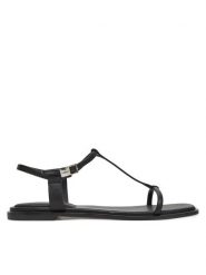 Calvin Klein Sandały Flat Sandal Squared Buckle Lth HW0HW02556 Czarny. Czarne sandały Calvin Klein, bez wzorów, ze skóry, bez obcasa, na płaskiej podeszwie, bez zapięcia. Za 334.99 zł.