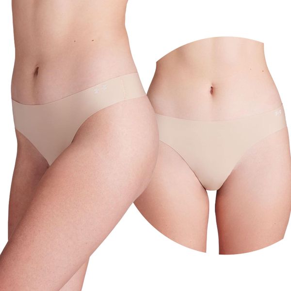 Majtki damskie stringi Under Armour Pure Stretch 3-PAK. Brązowe stringi Under Armour, bez wzorów, z bawełny. Za 90.19 zł.