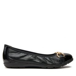 Baleriny Caprice. Czarne baleriny Caprice, bez wzorów, bez obcasa, bez zapięcia. Za 189.99 zł.