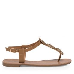 Sandały Jenny Fairy. Brązowe sandały Jenny Fairy, bez wzorów, bez obcasa, na płaskiej podeszwie, bez zapięcia. Za 119.99 zł.