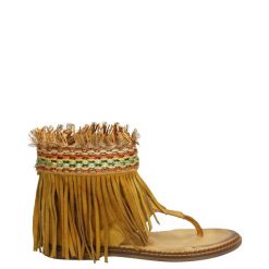 ZAMSZOWE SANDAŁY Z CHOLEWKĄ GIPSY21 CAM OCRA. Sandały Venezia, bez wzorów, ze skóry, bez obcasa, bez zapięcia. Za 249.00 zł.