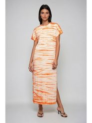 Weekday Sukienka w kolorze kremowo-pomarańczowym rozmiar: L. Brązowe sukienki Weekday, na co dzień, l, bez wzorów, bez kołnierzyka, bez ramiączek, maxi, proste. Za 43.99 zł.