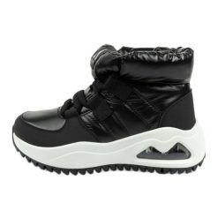 Śniegowce Damskie Skechers Uno 177559/BLK czarne. Czarne śniegowce bez wzorów, z gumy, przed kolano, bez zapięcia. W wyprzedaży za 420.06 zł.
