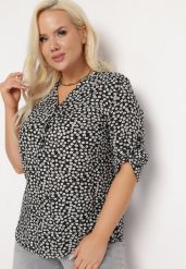 Czarna Bluzka z Wiskozy w Kwiaty Filira. Czarne bluzki Born2be, l, bez wzorów, z tkaniny, bez kołnierzyka, bez ramiączek. Za 79.99 zł.