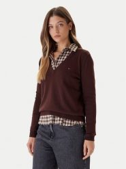 Tommy Jeans Sweter Essential DW0DW19888 Brązowy Regular Fit. Brązowe swetry Tommy Jeans, xs, bez wzorów, z bawełny, bez ramiączek. Za 299.99 zł.
