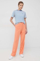 Joop! spodnie damskie kolor pomarańczowy szerokie high waist. Brązowe spodnie materiałowe Joop!, bez wzorów, z materiału, z podwyższonym stanem. Za 799.99 zł.