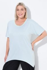 Damskie Koszula funkcjonalna wydłużone boki okrągły dekolt. Zielone koszule Ulla Popken, plus size, bez wzorów, z dżerseju, bez kołnierzyka, plus size, bez ramiączek. Za 191.99 zł.