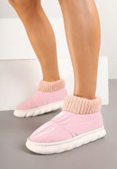 Różowe Kapcie Vices Pikowane na Piankowej Podeszwie Floraviel. Czerwone kapcie Born2be, bez wzorów, z dzianiny. W wyprzedaży za 29.74 zł.