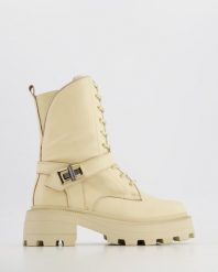 BEŻOWE WORKERY 362006 CREAM. Brązowe botki Venezia, bez wzorów, ze skóry, bez obcasa, bez zapięcia. Za 269.00 zł.