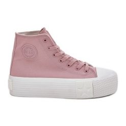 Trampki Damskie Na Platformie Big Star RR274739 Różowe. Czerwone trampki bez wzorów, eleganckie, za kostkę, bez zapięcia. Za 224.56 zł.
