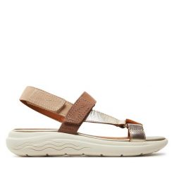 Sandały Geox. Brązowe sandały Geox, bez wzorów, bez obcasa, na płaskiej podeszwie, bez zapięcia. Za 519.99 zł.