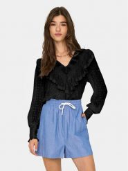 ONLY Bluzka Eleanor 15324229 Czarny Regular Fit. Czarne bluzki ONLY, s, bez wzorów, z syntetyku, bez kołnierzyka, bez ramiączek. Za 69.99 zł.