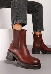 Brązowe Botki w Stylu Sztybletów na Obcasie z Elastyczną Wstawką Rexanora. Brązowe botki Born2be, bez wzorów, z jeansu, eleganckie, bez obcasa, na obcasie, bez zapięcia. W wyprzedaży za 119.99 zł.