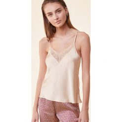 Etam top piżamowy kolor beżowy satynowa. Brązowe piżamy Etam, l, bez wzorów, z satyny, bez kołnierzyka, bez ramiączek. Za 119.99 zł.