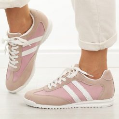 Różowe sportowe półbuty damskie McArthur Ma258w. Czerwone buty sportowe lifestyle McArthur, na jesień, bez wzorów, z dresówki, eleganckie, z okrągłym noskiem, bez obcasa, na płaskiej podeszwie. Za 219.00 zł.