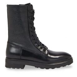 Trapery Calvin Klein. Czarne traperki Calvin Klein, bez wzorów, bez obcasa, bez zapięcia. Za 1,099.00 zł.