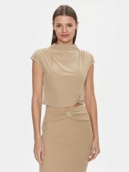 Guess Bluzka W4RP40 KAQL2 Beżowy Slim Fit. Brązowe bluzki Guess, l, z aplikacjami, bez kołnierzyka, bez ramiączek. Za 140.98 zł.
