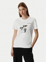 KARL LAGERFELD T-Shirt A3W17077 Biały Regular Fit. Białe t-shirty KARL LAGERFELD, l, bez wzorów, z bawełny, bez kołnierzyka, bez ramiączek. Za 429.99 zł.