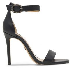 Sandały Nine West. Czarne sandały Nine West, bez wzorów, bez obcasa, na szpilce, bez zapięcia. Za 229.99 zł.