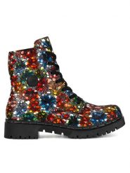 Rieker Trzewiki Y2440-90 Kolorowy. Botki Rieker, bez wzorów, z materiału, bez obcasa, na płaskiej podeszwie, bez zapięcia. Za 259.99 zł.