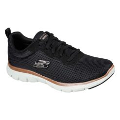 Buty do chodzenia damskie Skechers Flex Appeal 40. Czarne buty sportowe lifestyle Skechers, bez wzorów, z gumy, sportowe, bez zapięcia. Za 352.00 zł.