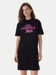 Karl Lagerfeld Jeans Sukienka codzienna B1W13043 Czarny Regular Fit. Czarne sukienki Karl Lagerfeld Jeans, na co dzień, s, bez wzorów, z bawełny, bez kołnierzyka, bez ramiączek, proste. Za 439.99 zł.