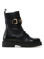 TWINSET Botki 232TCP060 Czarny. Czarne botki Twinset, bez wzorów, ze skóry, bez obcasa, na płaskiej podeszwie, bez zapięcia. Za 819.99 zł.