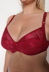 Bordowy Biustonosz z Koronki Full Cup z Regulowanymi Ramiączkami Dimela. Czerwone biustonosze Renee, bez wzorów, z koronki. W wyprzedaży za 23.99 zł.