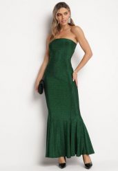 Zielona Sukienka Maxi Bez Ramiączek Zdobiona Metaliczną Nicią Bergena. Zielone sukienki Born2be, na imprezę, l, z aplikacjami, eleganckie, bez kołnierzyka, bez ramiączek, maxi. W wyprzedaży za 118.99 zł.