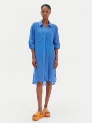 Seafolly Koszula Crinkle 55536-CU Niebieski Relaxed Fit. Niebieskie koszule Seafolly, m, bez wzorów, z bawełny, bez kołnierzyka, bez ramiączek. Za 429.99 zł.