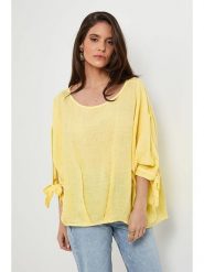 Rodier Lin Lniana bluzka w kolorze żółtym rozmiar: L/XL. Żółte bluzki Rodier Lin, l, bez wzorów, ze lnu, bez kołnierzyka, bez ramiączek. Za 150.02 zł.