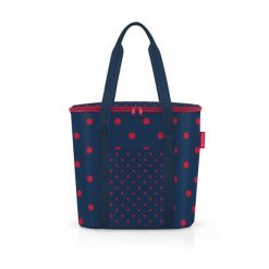 Torba thermoshopper, mixed dots red. Czerwone shopper bag Reisenthel, bez wzorów, z tkaniny, eleganckie, duże, bez dodatków. W wyprzedaży za 94.90 zł.