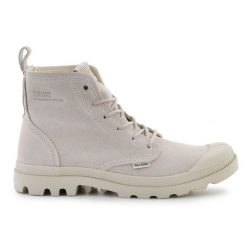 Buty Palladium Pampa Hi Skin U 74379-155-M White Cap Gray beżowy. Brązowe buty treningowe bez wzorów, z materiału, przed kolano, bez zapięcia. Za 708.71 zł.