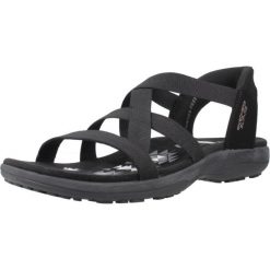 Sandały SKECHERS REGGAE SLIM STRETCH FLEX Czarny. Czarne sandały Skechers, bez wzorów, z tkaniny, bez obcasa, bez zapięcia. Za 233.99 zł.