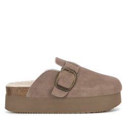 Klapki Badura. Szare klapki Badura, bez wzorów, bez obcasa, bez zapięcia. Za 199.99 zł.