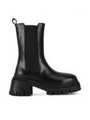Badura Botki IRINA-01W4-001 Czarny. Czarne botki Badura, bez wzorów, bez obcasa, na słupku, bez zapięcia. Za 399.99 zł.