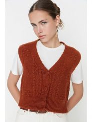 Trendyol Kardigan w kolorze jasnobrązowym rozmiar: L. Brązowe swetry Trendyol, l, bez wzorów, bez ramiączek. Za 52.99 zł.