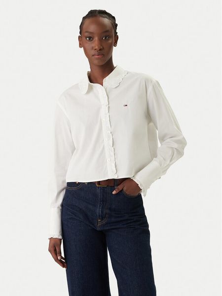 Tommy Jeans Koszula DW0DW22767 Biały Relaxed Fit. Białe koszule Tommy Jeans, l, bez wzorów, z bawełny, bez kołnierzyka, bez ramiączek. Za 252.99 zł.