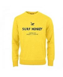 Bluza z Bawełny Organicznej – Okrągły Kołnierz / Dorośli (Żółty). Żółte bluzy z kapturem SURF MONKEY, l, bez wzorów, z bawełny, bez kaptura. Za 309.95 zł.
