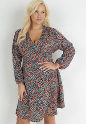 Granatowo-Pomarańczowa Kopertowa Sukienka Midi z Gumką w Pasie Livana. Niebieskie sukienki Born2be, l, bez wzorów, bez kołnierzyka, plus size, bez ramiączek, midi, kopertowe. W wyprzedaży za 41.99 zł.