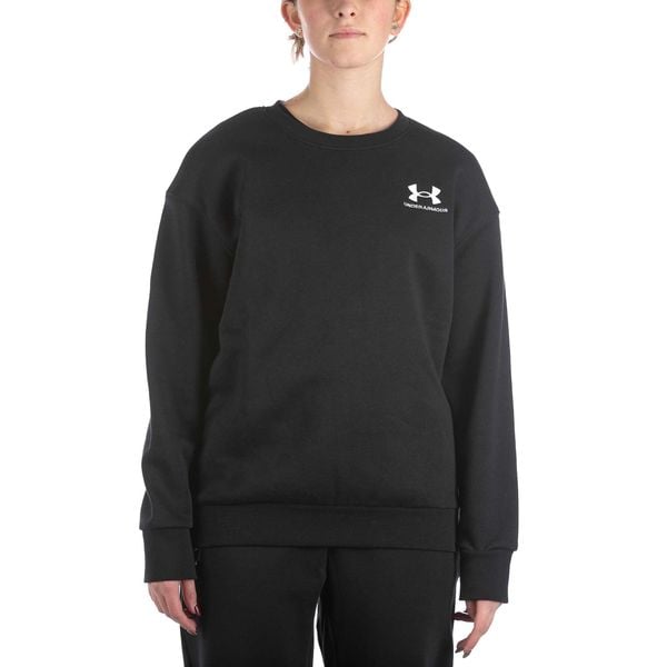 Under Armor Essential Czarna Bluza Fleece Damska. Czarne bluzy bez kaptura Under Armour, s, bez wzorów, z bawełny, bez kaptura, na fitness i siłownię. Za 278.35 zł.